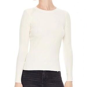 Sandro Temps Ribbed Crewneck Sweater in Ecru Medium